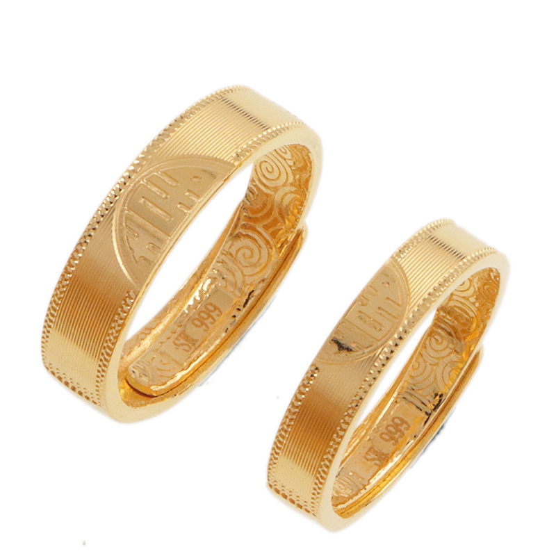 足金精品双喜情侣对戒